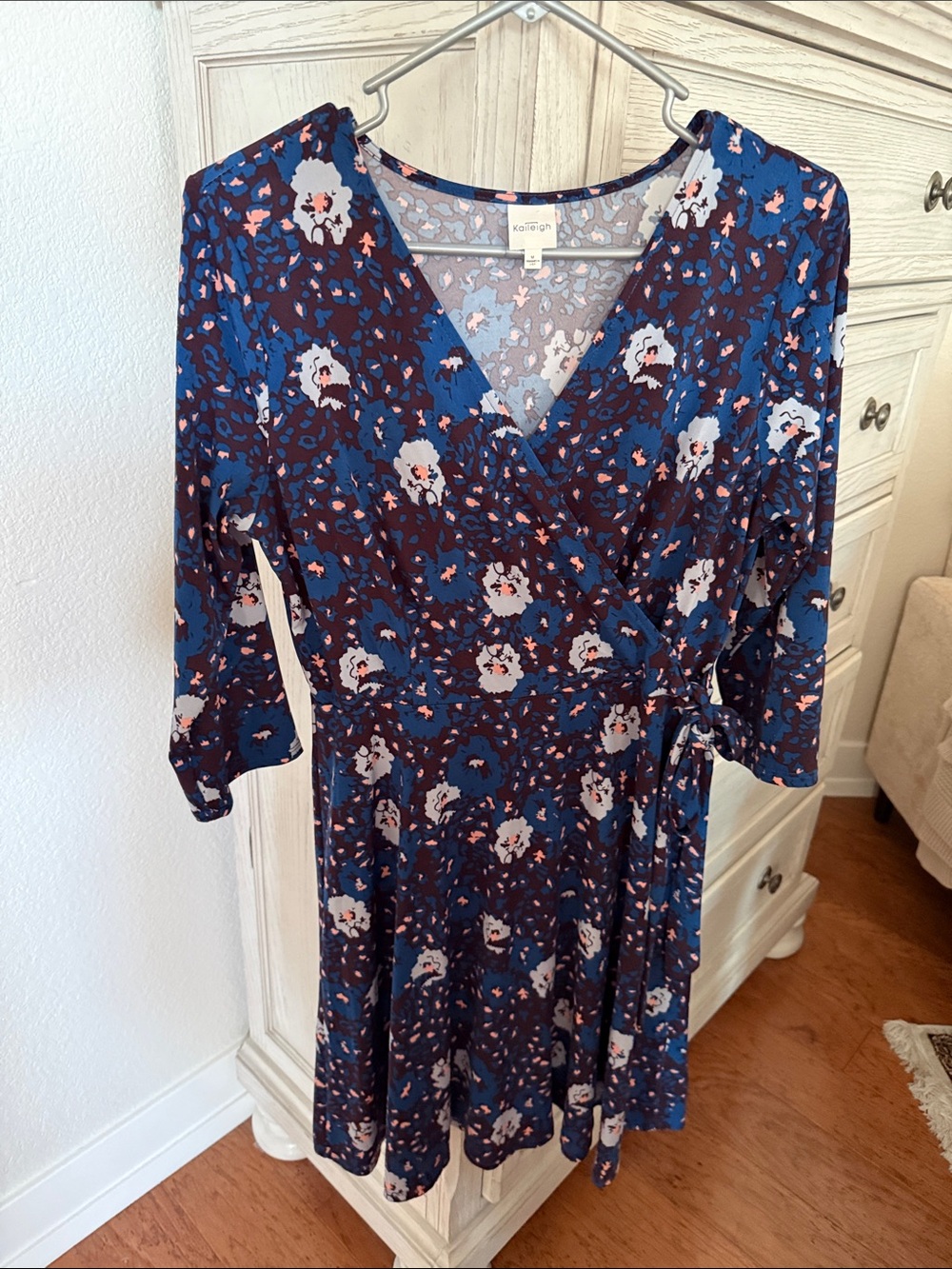 Kaileigh Navy, Blue & White Floral Wrap Dress